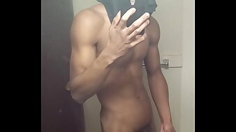Black male skinny with mucels masterbation