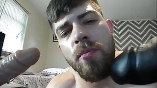 Straight guy sucks heavens dildo and plays with ass