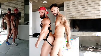 Drilling Barebak Experience to Bear Twink's Muscular Ass - With Alex Barcelona